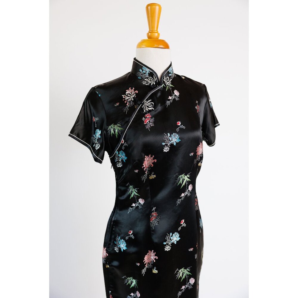 Vintage Solz Squirrel Traditional Chinese Black Dress